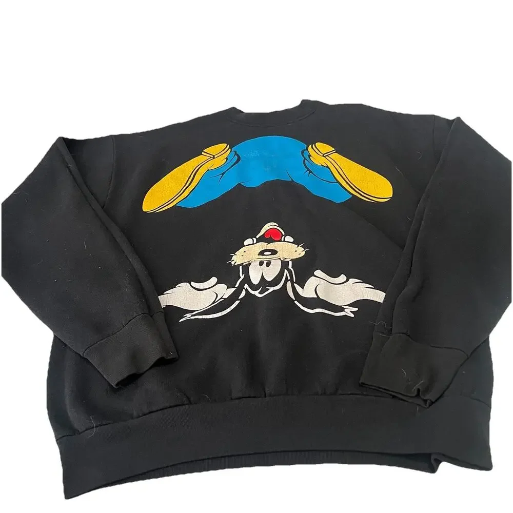 Mickey & Co Disney Sweatshirt Sz L Made In USA Upside Down Goofy Vintage Rare